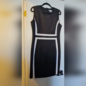 Calvin Klein Black Sleeveless Shift Dress with White Feature Detail